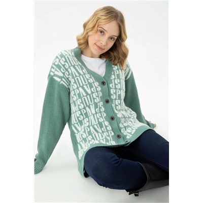 Kadın Mint Triko Hırka