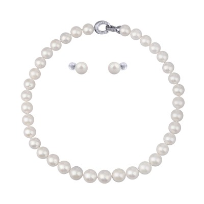 Комплект Эдисон (жемчуг белый 11-13мм; покрытие родий) 44-46см