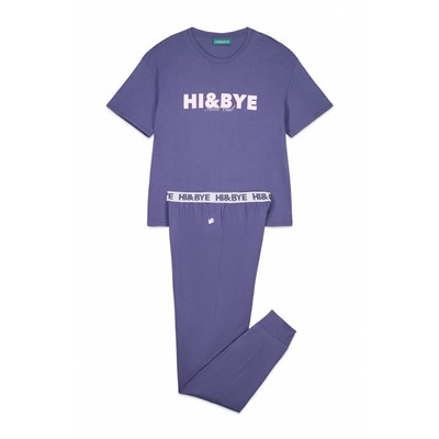 Pijama algodón estampado azul
