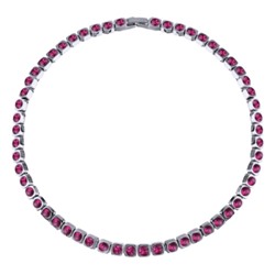 Колье Теннис (кристаллы SW фуксия 4мм; покрытие родий) 36-39см, Есть комплект