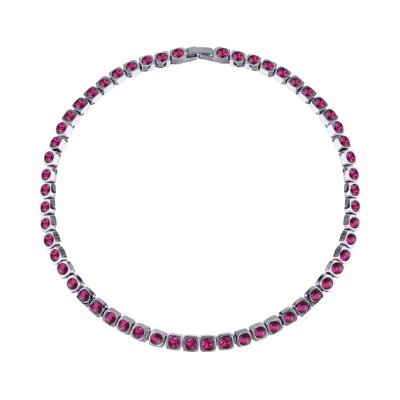 Колье Теннис (кристаллы SW фуксия 4мм; покрытие родий) 36-39см, Есть комплект