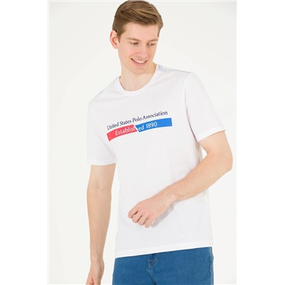 Erkek Beyaz Bisiklet Yaka Tişört