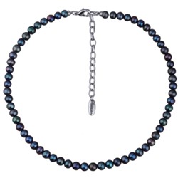 Колье (жемчуг бензиновый 6-7мм; покрытие родий) 38-45см, Есть комплект