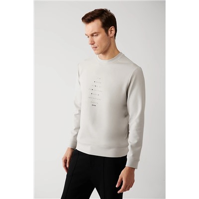 Avva Erkek Gri Bisiklet Yaka Interlok Kumaş Baskılı Standart Fit Normal Kesim Sweatshirt A32y1383 A32Y1383