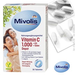 Vitamin C 1000 + D3 + Selen Depot 30 St, 42 g