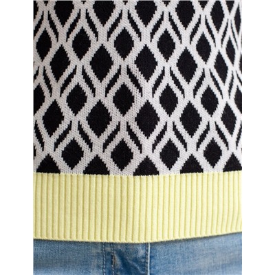 Джемпер с коротким рукавом жаккардовой вязки с принтом ромб