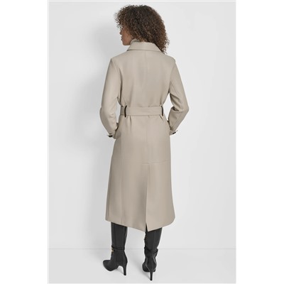 FAUX LEATHER LONG TRENCH