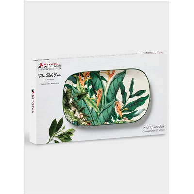 Блюдо, 35x19 см, овальное, Ночной сад