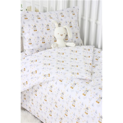 КПБ с простыней на резинке поплин арт. КПБП-ПР/гуси