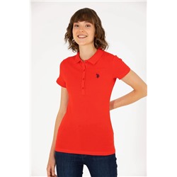 Kadın Kırmızı Basic Polo Yaka Tişört