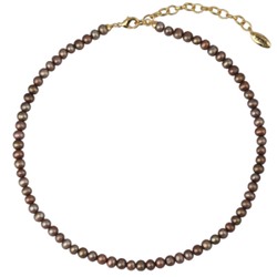 Колье (жемчуг какао 5мм; покрытие золото) 38-45см