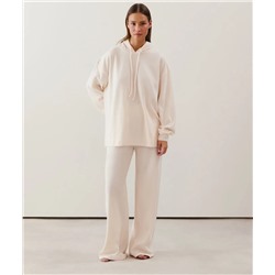 Pantalón de punto acanalado en beige