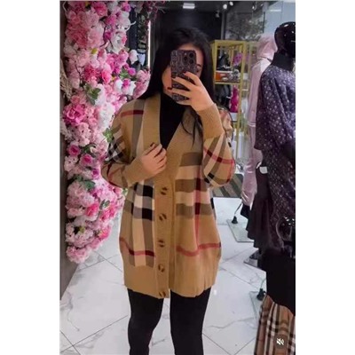 Женский удлинённый кардиган в клетку   Burberr*y