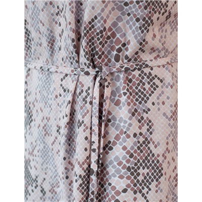 Платье свободное с V-вырезом из 100% хлопка с поясом и разрезом