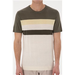 Erkek Slim Fit Bisiklet Yaka Haki Tişört