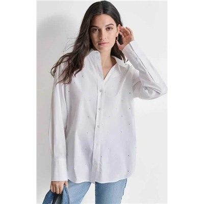 Женская рубашка свободного кроя со стразами и   DKN*Y Jeans