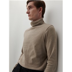 Weiches Rollkragenshirt aus Wollmischgewebe mit hohem Anteil an Bio-Baumwolle