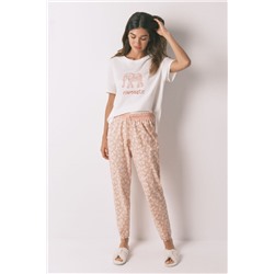 Pantalón skinny 100% algodón flores naranja