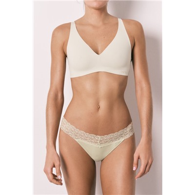 Tanga lisa algodón y encaje verde