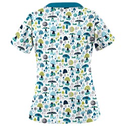 UA Mushroom Pickens Amazing Aqua Print Scrub Top