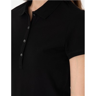 Siyah Regular Fit Pamuklu Polo Yaka Basic Tişört