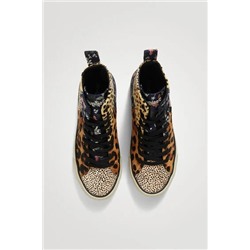Sneakers caña alta patch piel