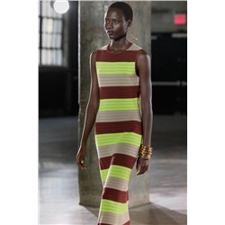 STRIPED KNIT MAXI DRESS
