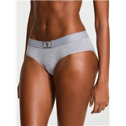 Logo Cotton Shine Patch Velvet Hiphugger Panty