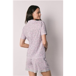 Pijama corto camisero algodón florecitas