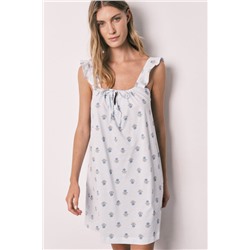 Camisón corto algodón tirantes estampado azul