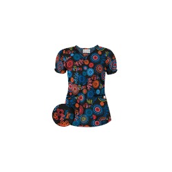 UA Spring Out Black Print Scrub Top