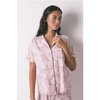 Pijama camisero largo 100% algodón flores