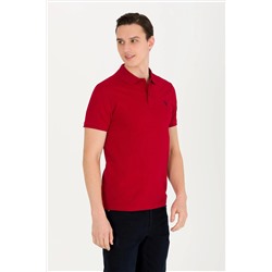 Erkek Bordo Basic Polo Yaka Tişört