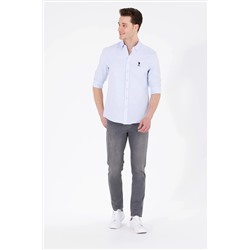 Erkek Açık Mavi Uzun Kollu Basic Gömlek