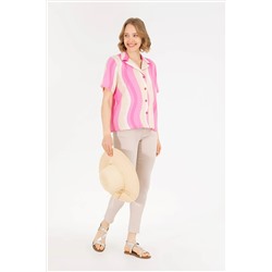 Kadın Pembe Kısa Kollu Gömlek