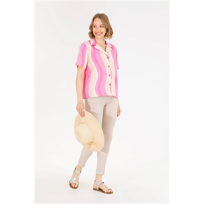 Kadın Pembe Kısa Kollu Gömlek