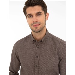 Kahverengi Regular Fit Uzun Kollu Gömlek
