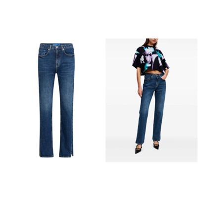 Женские джинсы с разрезами по низу штанин КАР*Л😎