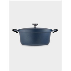 Кастрюля, 28 см, 6.3 л, с крышкой, с покрытием, алюминий, синяя, Agile