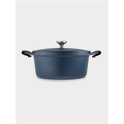 Кастрюля, 28 см, 6.3 л, с крышкой, с покрытием, алюминий, синяя, Agile