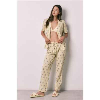 Pijama largo camisero algodón estampado