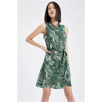 Defacto Gömlek Yaka Floral Kolsuz Mini Elbise X1651AZ22SM