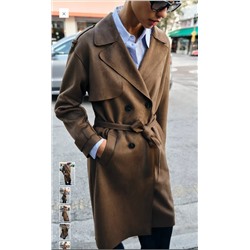 LONG FAUX SUEDE TRENCH COAT WITH BELT