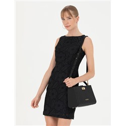 Siyah Slim Fit Dokuma Elbise