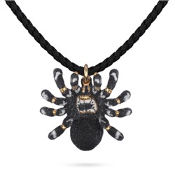Кулон Паук (эмаль матовая черная, белая; покрытие золото) 39-47см, Есть комплект