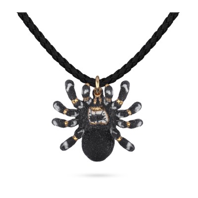 Кулон Паук (эмаль матовая черная, белая; покрытие золото) 39-47см, Есть комплект