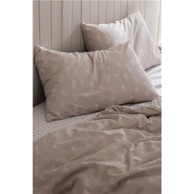 Rever King Size %100 Pamuk Ranforce Baskılı Nevresim Takımı - Bej