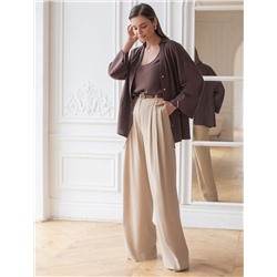 Свободный топ с U-вырезом изо льна с вискозой по косой