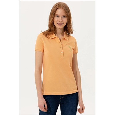 Kadın Turuncu Basic Polo Yaka Tişört