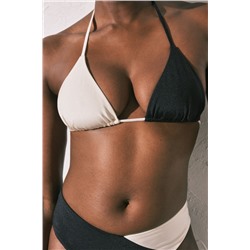Top bikini triangular color block B&W
